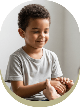 Criança segurando a mão de adulto